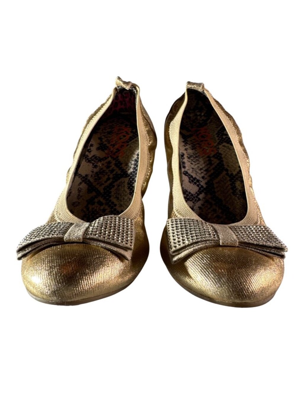 Michael Kors Gold Kitten Heels Rhinestone Bow US 5 Euro 38 UK 5 Elegant Design - Picture 2 of 11
